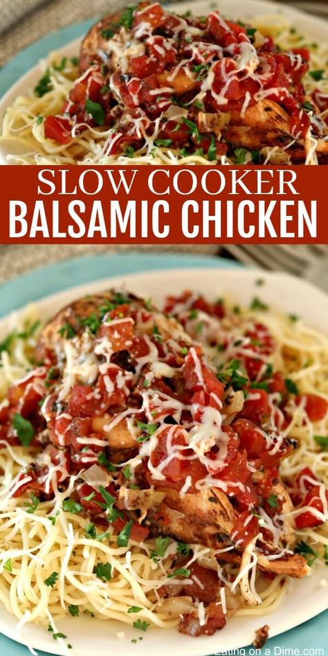 crockpot. Recipes Using Pomegranate Balsamic Vinegar, Balsamic Chicken Crockpot Recipes, Crockpot Balsamic Chicken Recipes, Chicken Diced Tomatoes Recipe Crockpot, Crock Pot Balsamic Chicken, Crockpot Recipes Clean, Crockpot Chicken Tomato Recipes, 5 Ingredient Slow Cooker Recipes, Mediterranean Crock Pot Recipes Healthy