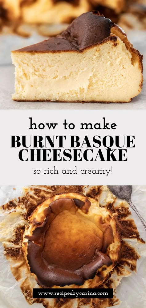 Ube Basque Burnt Cheesecake, Basque Burnt Cheesecake Recipes, Vegan Burnt Basque Cheesecake, Original New York Cheesecake, Burn Basque Cheesecake Recipe, Bask Cheesecake Recipe, Burn Basque Cheesecake, Bisque Cheesecake, Burnt Basque Cheesecake Recipe