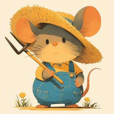 Cartoon country mouse vectors, photos and PSD files | Free download Farmer Cartoon, Mouse Art, Mouse Drawing, Mouse Cartoon, Cute Animal Illustration, Animal Illustrations, Cute N Country, Stationery Templates, Business Card Maker