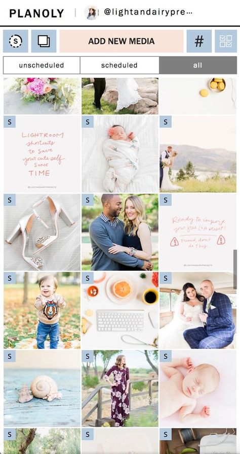 How to Plan a Light and Airy Instagram Feed | Part 2 | Jordan Brittley | Instagram is a powerful place to market your creative or wedding photography business! I'm sharing how I plan my content for social media using Lightroom presets and my brand moodboard for a beautiful curated Instagram feed. #instagramtips #creativeentrepreneur Light Aesthetic Instagram Feed, How To Create A Cohesive Instagram Feed, Light And Airy Instagram Feed, Instagram Theme Feed Business, Lightroom Ideas, Beginner Photographer, Instagram Story Ads, Brand Moodboard, Lightroom Tips