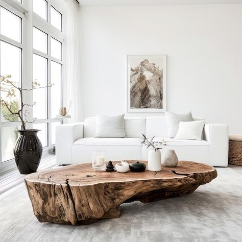 Wooden Stump Coffee Table, Japandi Grey, Raw Wood Coffee Table, Luxury Living Room Interior, Tree Stump Coffee Table, Tree Trunk Coffee Table, Tree Coffee Table, Stump Coffee Table, Natural Interior Design