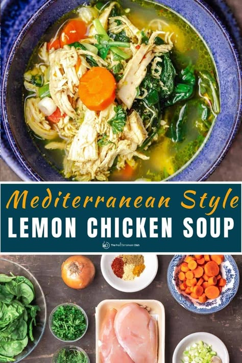 Turmeric Lemon Chicken Soup, Lemon Turmeric Chicken Soup, Chicken Soup Mediterranean, Mediterranean Chicken Soup Recipe, Mediterranean Lemon Chicken Soup, Chicken Turmeric Soup, Clean Eating Chicken Soup Recipes, Zepbound Recipes, Mediterranean Chicken Soup