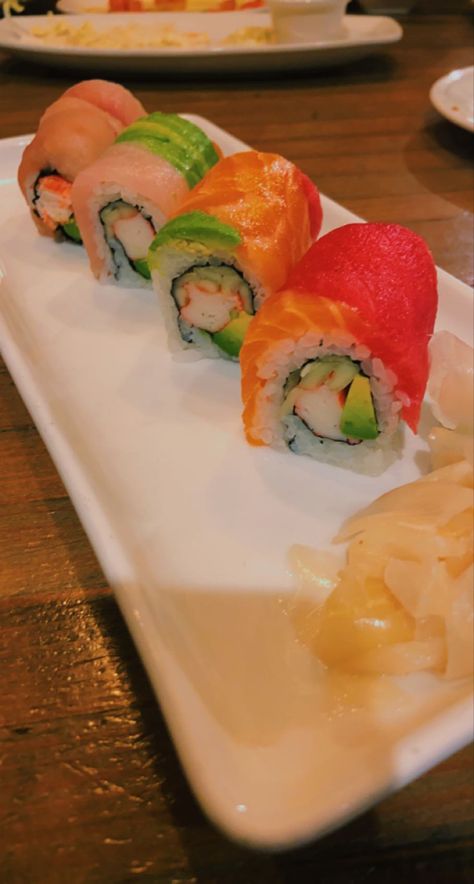 #sushi #food #georgia #zest #rainbowroll Rainbow Roll Sushi, Rainbow Roll, Roll Sushi, Brain Rot, Good Eats, Brain, Georgia, Food And Drink, Rolls