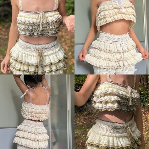 Crochet Two Piece Set, Crochet Bloomers, Crochet Baby Skirt, Crochet 2 Piece, Crochet Sets, Wearable Crochet, Crochet Two Piece, Skirt Patterns, Crochet Skirt Pattern