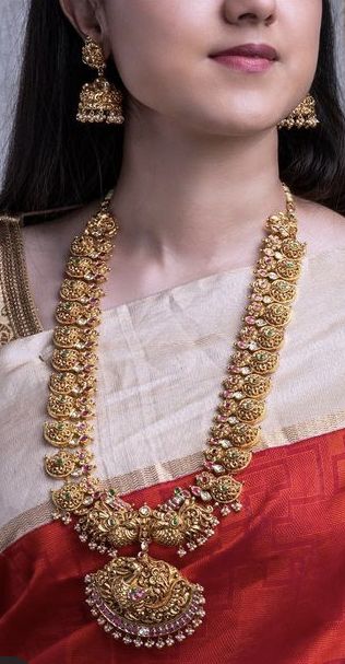 Latest Harams Gold, Temple Long Haram Designs, Trending Long Chains Gold, Antique Mango Haram Designs, Mango Mala Jewellery Gold Latest, New Model Gold Haram Designs, One Gram Gold Jewellery With Price Long Haram, Long Haram Gold Jewellery Designs Antique, Kasulaperu Jewellery Indian Latest