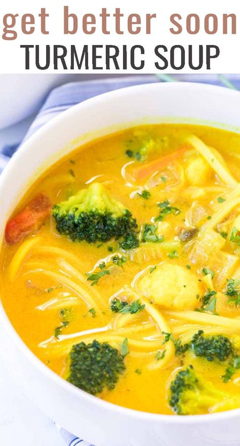 Soup For Winter, Turmeric Soup, Good Soup, Medicine Tips, Gluten Free Noodles, Turmeric Benefits, Easy Soups, Easy Soup Recipes, Healthy Soup