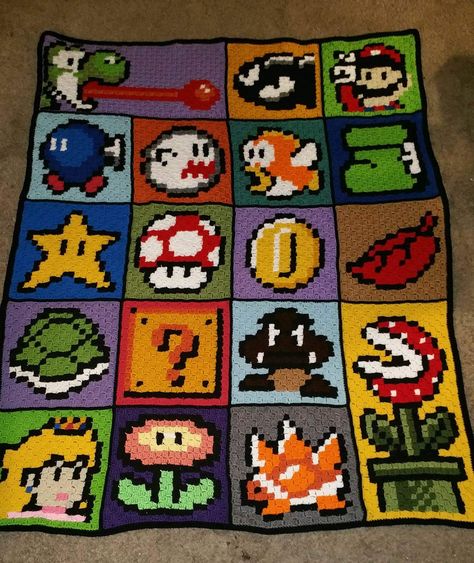 Mario blanket https://imgur.com/PZGPXZv  #Gaming #VideoGames #Crochet Mario Blanket, Mario Crochet, Gamer Bedroom, Crochet Geek, C2c Crochet, Crochet Quilt, Manta Crochet, Crochet Patterns Free Blanket, Crochet Afghans