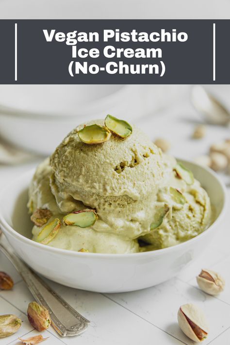 This no-churn Vegan Pistachio Ice Cream is a rich and decadent dessert with a beautiful green color and rich pistachio flavor! No bananas or coconut milk in this recipe. #best #plantbased #recipes #bestplantbasedrecipes #plantbasedmealseasy #easy #meals #diet #recipes #plantbaseddietrecipes #veganrecipesdinnerplantbased #veganrecipes #plantbasedmealideas #ideas #plantbasedveganrecipes #plantbasedvegan #healthy Vegan Pistachio Ice Cream, Vegan Pistachio, Cuisinart Ice Cream, Cuisinart Ice Cream Maker, Coconut Milk Ice Cream, Vegan Ice Cream Recipe, Pistachio Butter, Banana Nice Cream, Ice Cream Mix