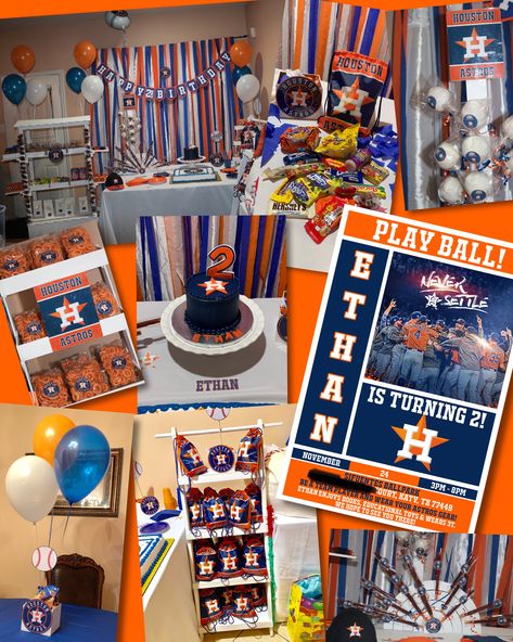 My Ethan’s 2nd Birthday Party Astros Birthday Party Decorations, Mets Theme Birthday Party, Astros Birthday Party Ideas, Astros Party Ideas, Astros Theme Party, Astros First Birthday Party, Houston Astros Party Ideas, Astros Theme Birthday Party, Astros Birthday Party