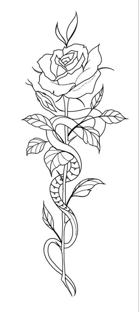 Arm Tattoos For Women Half Sleeves, Forearm Tattoo Women Aesthetic, Begginer Tattoo Designs, Tattoo Stencils Outline For Women, Tattoo Ideas Female Stencil, Snake And Rose Tattoo, Growth Tattoos, Demon Tattoos, Rose Tattoo Stencil