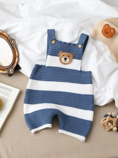 Gebreide overall voor babyjongens met geborduurd gestreept patroon Veel kleurig   Mouwloos Worst Dieren,Spotprent,Geometrisch Springpak Lichte stretch  Baby Boys Clothing, size features are:Bust: ,Length: ,Sleeve Length: Baby Boy Crochet Ideas, Baby Boy Coming Home Outfit Summer, Going Home Outfit For Baby Boy, Baby Boy Style Newborn, Cool Baby Boy Outfits, Boy Newborn Outfit, Homemade Baby Clothes, Baby Stuff Must Have, Boy Fall Outfits