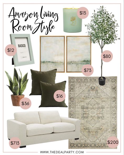 Neutrals And Green Living Room, Neutral And Forest Green Living Room, Brown Green And Cream Living Room, Green Living Room Rug Ideas, Olive Green Living Room Accessories, Green And Tan Living Room Decor, Moss Green Living Room Decor, Neutral Living Room With Pop Of Green, Living Room Green Accent Chair