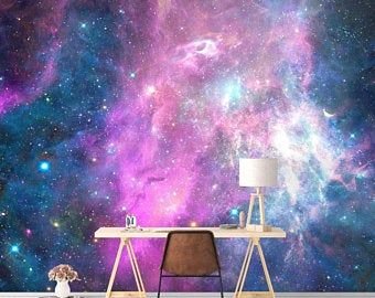 Galaxy Bedroom, Abstract Wall Mural, Galaxy Room, Large Wall Murals, Stained Glass Window Film, Bamboo Wall, Space Room, Kids Room Wallpaper, Wall Stickers Bedroom