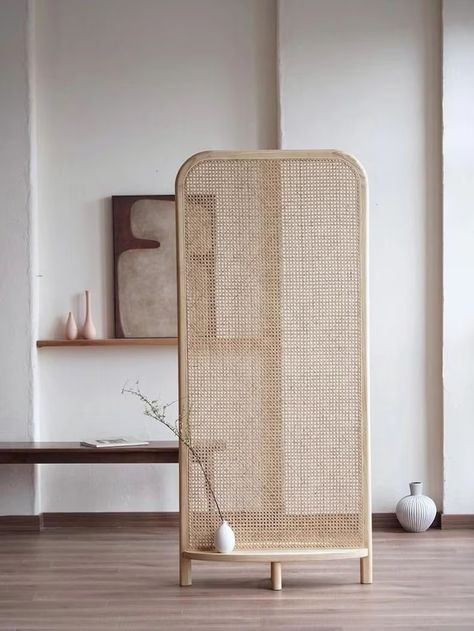 Mid Century Modern Wabi Sabi Wood Cane Panel Privacy Screen Room Divider Panel With Platform - Etsy Mexico Wabi Sabi Wood, Cane Panel, Bedroom Screens, Modern Wabi Sabi, Screen Room Divider, Modern Room Divider, Mid Century Modern Wood, Screen Room, Wood Stain Colors