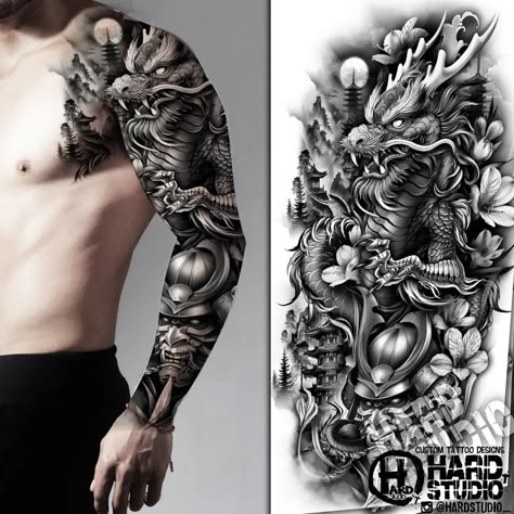 Family Arm Sleeve Tattoo For Men, Eagle And Snake Tattoo, Back Tattoo Ideas For Men, Traditional Japanese Tattoo Sleeve, Eagle And Snake, Samurai Tattoo Sleeve, Eagle Snake, Oni Tattoo, Animal Sleeve Tattoo