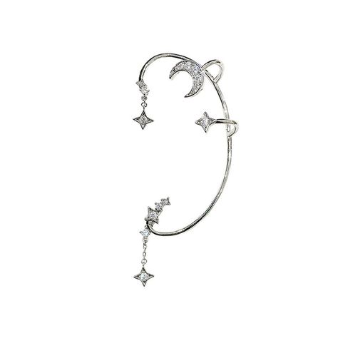 PRICES MAY VARY. NON-PIERCING --This aesthetic moon and star ear cuff earrings have a non-perforated design, worn on the left ear , so even non-perforated ears can be worn for great convenience . ADJUSTABLE-- This dainty moon and star ear cuff earrings are very easy to adjust, you can easily adjust according to the ear cartilage, easy to put on and take off. MATERIAL-- Copper + Crystal. Nickel-Free, The copper material is soft, easy to adjust, light weight and comfortable to wear. shiny crystal, Silver Aesthetic, Ear Cuff Earrings, Crawlers Earrings, Moon And Star Earrings, Nickel Free Earrings, Ear Cuff Earings, Aesthetic Cute, Moon And Star, White Gold Earrings