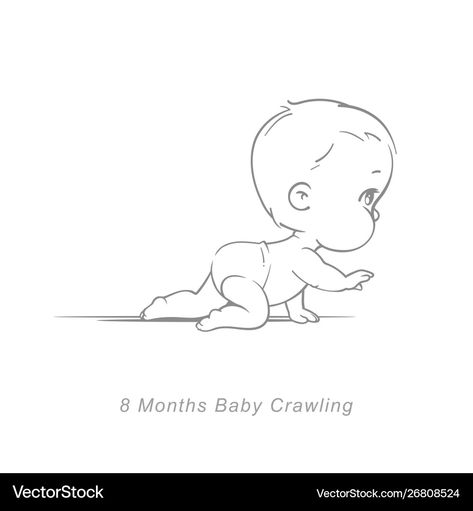 How To Draw Someone Crawling, Baby Crawling Drawing, Baby Doodles Drawing, How To Draw A Baby, Baby Drawing Sketches, Baby Boy Drawing, Baby Drawing Easy, Posture Drawing