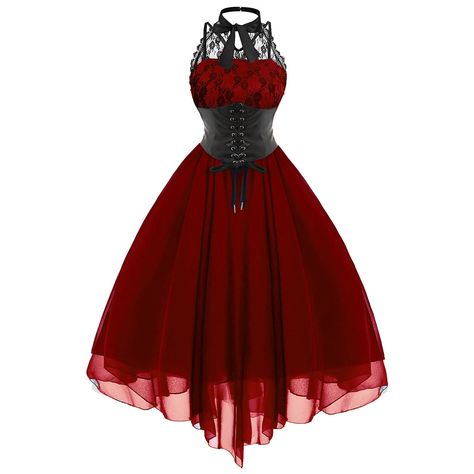 PRICES MAY VARY. ✦It won't be too long if matched with hoop skirt ☆Fast SHIPPING, Standard: 8-14 Days / Expedited: 3-5 Days Gifts for Women: Vintage style, Loose Sleeve, Medieval Dress Renaissance Costume Gothic Clothes Women's Halloween Cosplay Outfits. Suit for Oktoberfest Carnival / Halloween Party / Tavern / Christmas Costume. ✔Halloween Apparel Women Dress closure ✔Xmas Dress - It’s held up nicely in the washer and dryer. Material - Skin Friendly. A must-have cosplay outfit in your wardrobe Victorian Corset Dress, Outfit Vestido Rojo, Victorian Corset, Vestidos Retro, Dress With Corset, Hallowen Costume, Punk Dress, Halloween Gothic, Gothic Steampunk