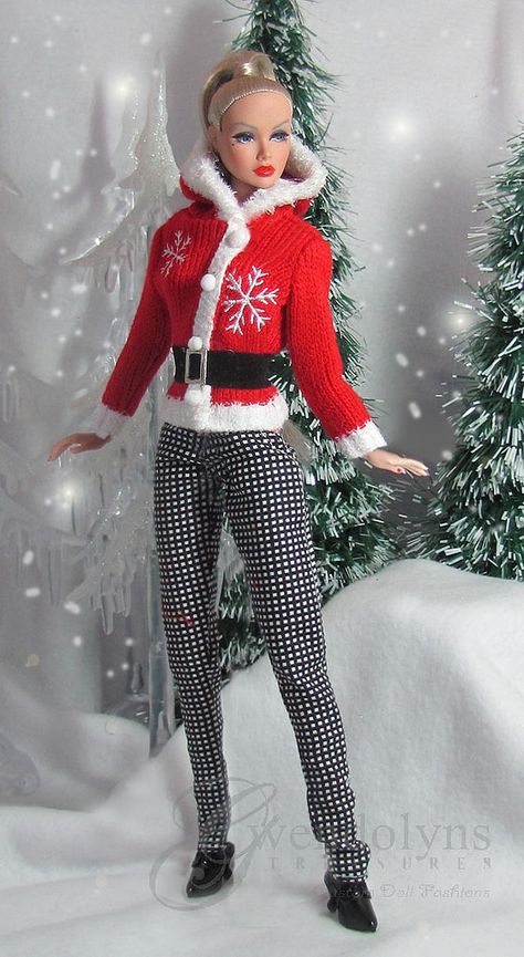 by Gwendolyns Treasures Barbie Christmas, Barbie Diorama, Christmas Barbie, Vintage Barbie Clothes, Christmas Clothes, Doll Clothes Barbie, Holiday Barbie, Doll Outfits, Barbie Patterns