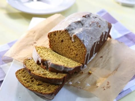 Chai-Spiced Pumpkin Loaf - Recipe from Food Network: Delicious Miss Brown | Dishes That Keep Giving: S3, Ep7 | Chai Loaf, Pumpkin Loaf Recipe, Delicious Miss Brown, Kardea Brown, Best Pumpkin Bread Recipe, Brown Food, Brown Recipe, Moist Pumpkin Bread, Pumpkin Loaf