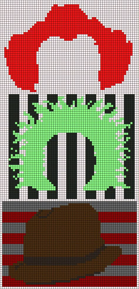 Pennywise Cross Stitch Pattern, Horror Crochet Graph, Hocus Pocus Alpha Pattern, Horror Grid Pattern, Beetlejuice Alpha Pattern, Alpha Patterns Halloween, Horror Alpha Pattern, Horror Perler Bead Patterns, C2c Halloween