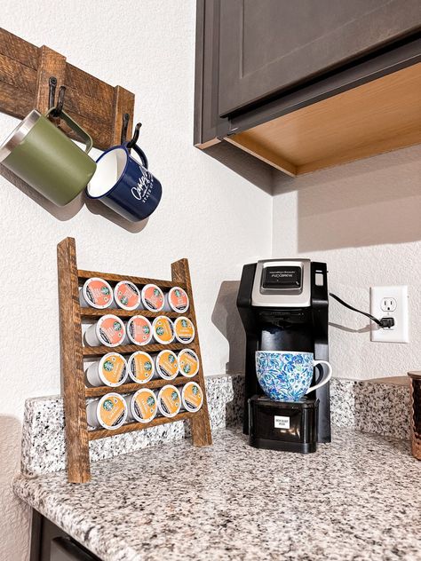 Wood Ladder Coffee Pod K Cup Storage K Cup Organizer K-cup - Etsy Keurig Holder Ideas, K Cup Organizer, K Cup Storage Ideas Counter Space, Ideas For Kcup Storage, Diy Kcup Organizer, Keurig Pod Storage Ideas, K Cup Storage Ideas Diy, Coffee Pod Storage Ideas Diy, Diy K Cup Holder