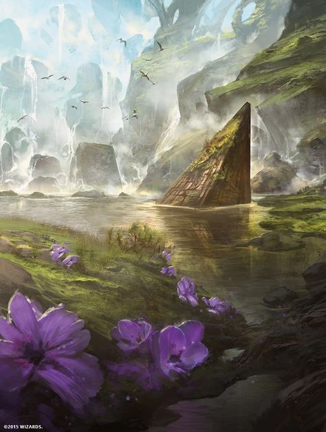 Breeding Pool (Expeditions) - Battle for Zendikar MtG Art Noah Bradley, Fantasy Terrain, Scene Inspiration, Magic Land, Mtg Art, 다크 판타지, Fantasy Places, Fantasy Setting, Landscape Scenery