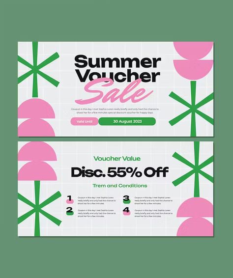 Coupon Graphic Design, Discount Voucher Design, Voucher Design Coupon, Voucher Design Ideas, Gift Voucher Design, Mailer Design, Voucher Design, Instagram Advertising, School Banner