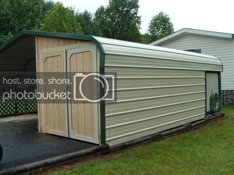 Enclosing a metal carport. Questions.... - DoItYourself.com Community Forums Enclosing A Metal Carport, Enclosing A Carport, Rubbermaid Storage Shed, Cleaning Sea Shells, Work Shops, Garage Door Openers, Metal Carports, Garage Door Opener, The Peak