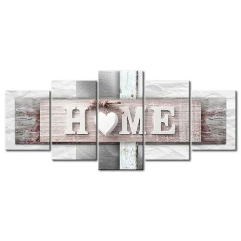 Vintage Canvas Wall Art - Abstract Home - 5 Pieces - Bed Bath & Beyond - 40273693 Painting Panels, Modern Still Life, Digital Pictures, Wood Artwork, Heart Canvas, Print Painting, Vintage Canvas, Letter Art, Gracie Oaks