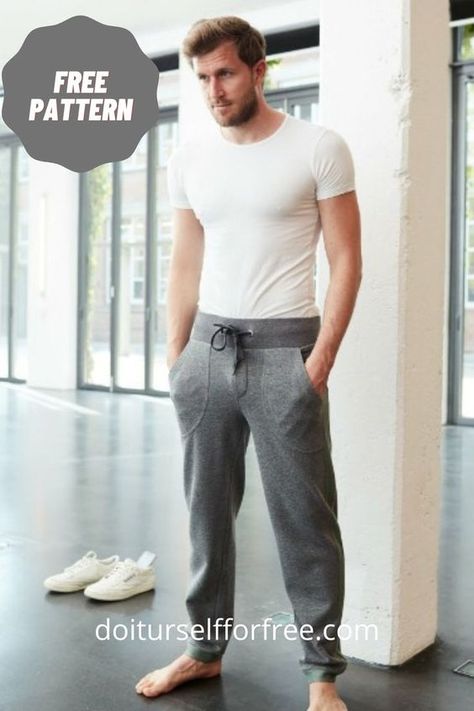 Pants Sewing Pattern Free For Men, Sew Mens Clothing, Man Pants Pattern, Mens Clothing Patterns, Sewing Patterns Free Men, Mens Sewing Projects, Free Sewing Patterns Men, Mens Sewing Patterns Free, Free Sewing Patterns For Men