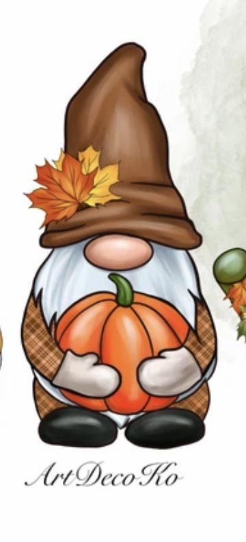 Gnomes Drawing, Happy Birthday Drawings, Thanksgiving Gnome, Gnome Art, Gourd Crafts, Gnome Pictures, Crochet Coffee, Pumpkin Pictures, Thanksgiving Pictures