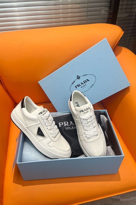 Step into luxury and comfort with Prada Milano sneakers. Whether you're running errands or hitting the town, Prada Milano sneakers for Men & Women effortlessly combine sophistication and urban flair, making them a must-have addition to any modern wardrobe. Lv White Sneakers, Gucci White Sneakers, Nike White Sneakers, Designer Sneakers For Men, Sneakers Gucci, Alexander Mcqueen White, Prada Sneakers, Prada Milano, White Sneakers Men