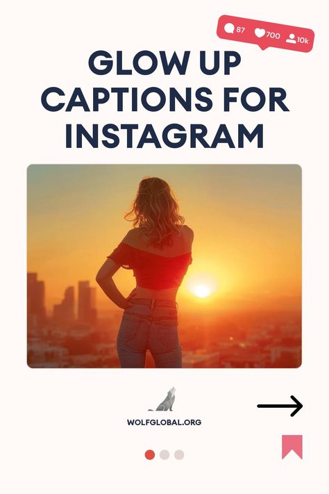 Alt text: A graphic promoting "Glow Up Captions for Instagram," featuring a silhouette of a woman against a sunset backdrop.
A checklist of positive affirmations about self-improvement and confidence, with a call-to-action button.
Image of a smiling woman with a laptop promoting an Instagram engagement pod service. Break Up Glow Up Captions, Glow Up Captions For Instagram, Glowing Caption, Glow Up Captions, Selfie Captions, Secret Sauce, Captions For Instagram, After Break Up, Cherry On Top