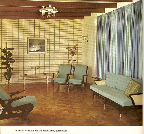 Living Room  "Australian Book of Furnishing & Decorating" Mcm Room, 50s Interior, Waiting Room Furniture, Retro Homes, Mcm House, Mid Century Living, Mcm Decor, Mid Modern, Retro Interior