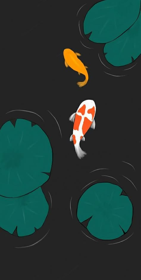 Koi Fish In Pond, Fish In Pond, Fish Background, Koi Art, Moms Birthday, Fish Illustration, Minimal Wallpaper, Fish Wallpaper, Japon Illustration