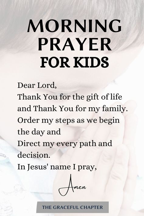 6 Simple Morning Prayers For Children - The Graceful Chapter Opening Prayer For School, Prayers For Children To Say, Opening Prayer For Class, Morning Prayer For Kids, Prayers For Kids, Prayer For Kids, Bedtime Prayers For Kids, Children Prayers, Prayer For Our Children