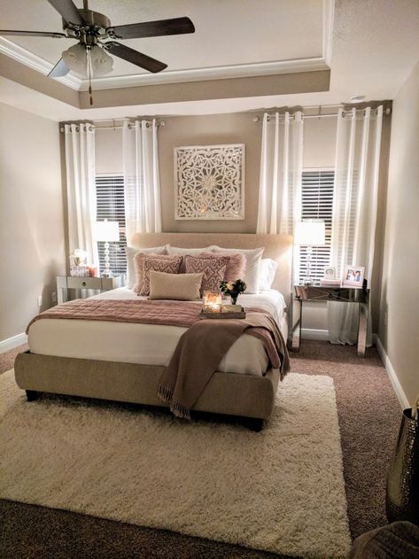 Feminine Glam Romantic master bedroom done by Bridget Reynolds for Meraki Interior Decorating Romantic Master Bedrooms Decor, Small Bathroom Renovations, Feminine Bedroom, Bedroom Minimalist, Dekorasi Kamar Tidur, Woman Bedroom, Romantic Bedroom, Bedrooms Decor, Bedroom Layouts