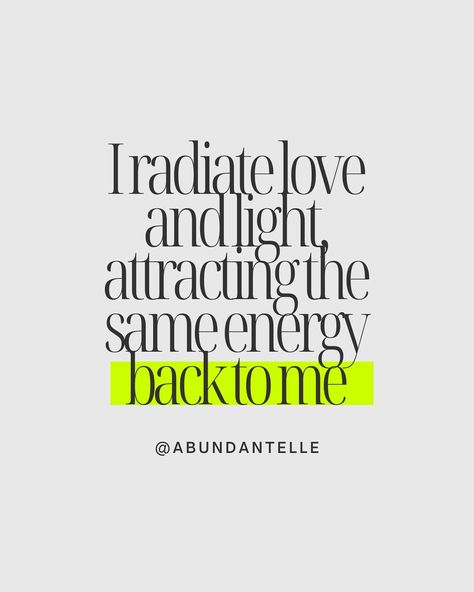 Affirmation 222 I radiate love & light, attracting the same energy back to me. I radiate love & light, attracting the same energy back to me. I radiate love & light, attracting the same energy back to me. 🧚 @abundantelle #quoteoftheday #quotestagram #abudance #lawofattractionquotes #lawofvibration Vision Board Pics, Love Affirmation, Radiate Love, Same Energy, Love Light, Love Affirmations, Love And Light, Quote Of The Day, Vision Board