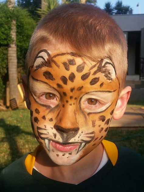 Jaguar Face Paint, Leopard Face Paint Easy, Leopard Face Painting, Cheeta Face Paint, Jungle Animal Face Paint, Face Painting Leopard, Jungle Face Paint Kids, Leopard Face Paint, Jaguar Face