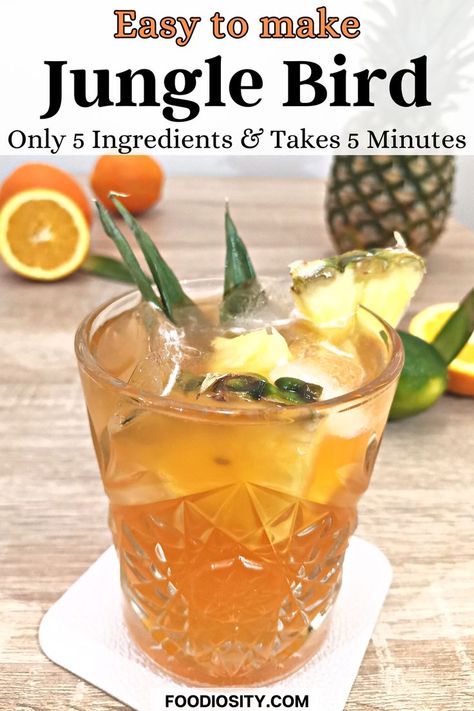 Summer Rum Cocktails, Dark Rum Cocktails, Rum Cocktails Easy, Cocktails To Make At Home, Jungle Bird, Tiki Cocktail, Alcohol Beverages, Rum Cocktail Recipes, Jungle Birds