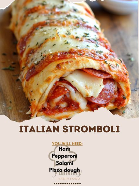 Halloween Snake Stromboli, Pizza Dough Stromboli, Stromboli With Pizza Dough, Ham And Cheese Stromboli, Pepperoni Stromboli, Italian Stromboli, Stromboli Recipe Easy, Homemade Stromboli, Stromboli Recipe