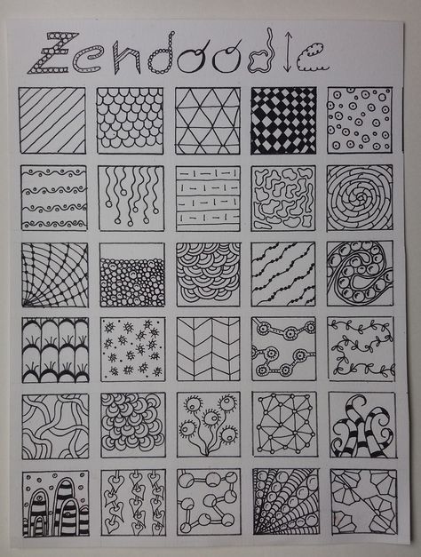 Zen Doodle pattern ideas Zen Tangle Patterns Easy, Simple Zentangle Patterns, Zantangle Art, Easy Zentangle Patterns, Easy Zentangle, Pattern Design Drawing, Zen Doodle Patterns, Zen Doodles, Zentangle Artwork