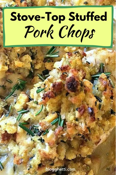 Pork Chop Stuffed Recipes, Slow Cooker Stuffed Pork Chops, Pork Chops Stove Top Easy, Pork Chop Recipes Casserole, Stuff Pork Chop, Pork Chop Recipes With Stuffing, Easy Pork Chop Recipes Stove Top, Crockpot Stuffed Pork Chops, Pork And Stove Top Stuffing