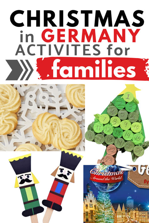 Fun crafts, recipes, music and books from Germany that will help your family celebrate like they celebrate Christmas in Germany. Here are the things you need to have. Kids crafts, christmas crafts, christmas in germany German Christmas Games, England Christmas Crafts For Kids, German Christmas Traditions For Kids, France Christmas Crafts For Kids, Christmas In Germany Craft, Germany Christmas Traditions, Christmas In Italy For Kids, German Christmas Crafts For Kids, Christmas In Germany Preschool