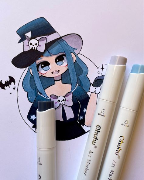 Drawing i did for a collab with ohuhu markers last year!! Still love it 😫😍 Drawings Using Markers, Cute Alcohol Marker Drawings, Cute Drawings With Alcohol Markers, Ohuhu Markers Art Anime, Drawings With Ohuhu Markers, Drawing With Ohuhu Markers, Alcohol Markers Drawing Ideas, Drawings With Highlighters, Alcoholic Markers Drawing