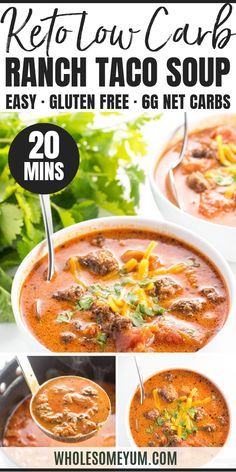 Detox Keto Southwest Chicken Soup, Tacos Soup, Icecream Ideas, Soup On The Stove, Keto Taco Soup, Mexican Soups, Keto Tacos, Low Carb Taco Soup, Taco Soup Recipe Easy