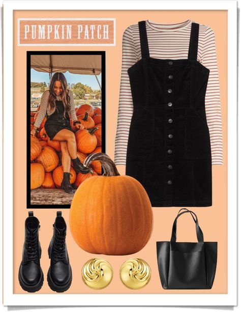 pumpkin patch Outfit | ShopLook Patch Outfit, Pumpkin Patch Outfit, Patch Dress, Patches Fashion, Trendy Fall Outfits, Next Clothes, Orange Background, Outfit Shoplook, Overall Dress