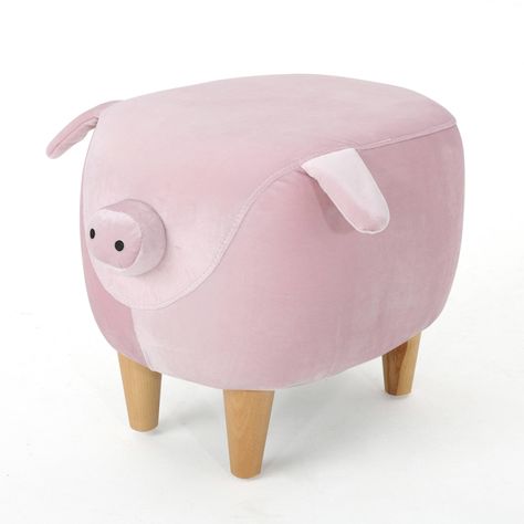 Burton Velvet Pig Ottoman by Christopher Knight Home (Dark Taupe), Grey, Size Medium (Fabric) Kids Ottoman, Pink Ottoman, Kids Playroom Furniture, Glider And Ottoman, Furniture Ads, Furniture Logo, Kids Bookcase, Toddler Furniture, Christopher Knight