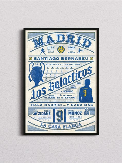 Real Madrid Room Decor, Real Madrid Gifts Ideas, Real Madrid Painting, Real Madrid Wallpapers Aesthetic, Real Madrid Design, Real Madrid Art, Real Madrid Aesthetic, Rooms Posters, Retro Real Madrid